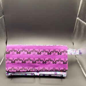 Purple Patterned Women's Clutch With Mini Coin Purse